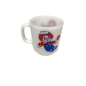 GLASBAKE vintage white raggedy ann & andy mug